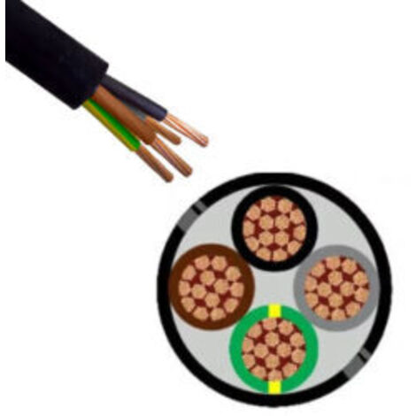 Câble électrique 4G 6 mm2 rigide – 4 fils cuivre pour installations basse tension – Résistant à l'humidité – RO2V4G6 – Cable Courant Fort (1/5)