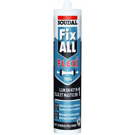Soudal – Mastic de fixation blanc 290ml – MS polymère pour tous supports – Étanchéité et collage intérieur/extérieur – Durcissement rapide (1/10)