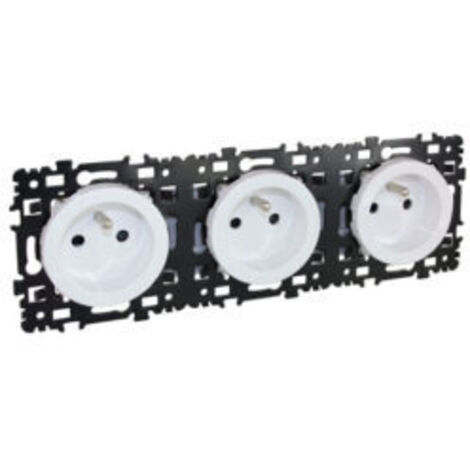 Prise de courant 2P+T - 3 postes - Blanc - Square - 60287 - Eur'Ohm (1/2)