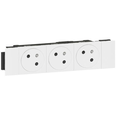 Triple prise de courant 2P+T pour goulotte Mosaic Link - Blanc - 077103L - Legrand
