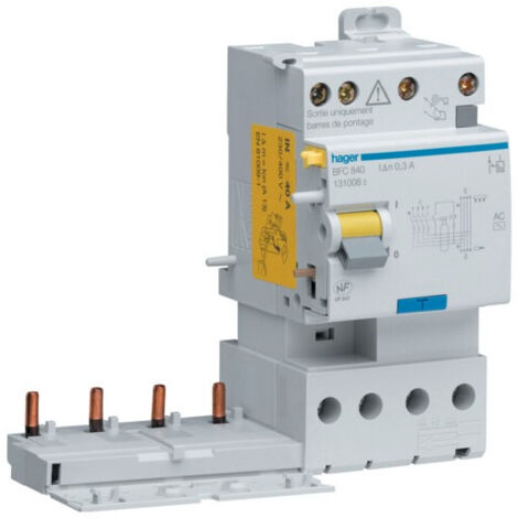 bloc différentiel - 3 phases + neutre - 40a - 300 ma - type ac - hager bfc840