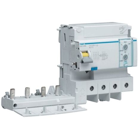 Hager – Bloc différentiel 4P 125A 30mA AC – Protection électrique – Installation sur rail DIN – Indice IP20 – Dimensions 69x103x213mm - BDC480E