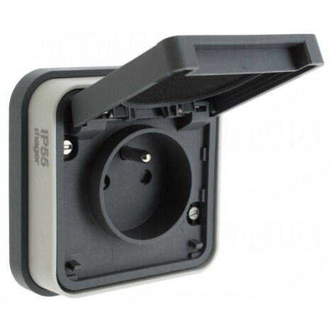 Hager   WNE100   cubyko PC 2P plus T encastre gris