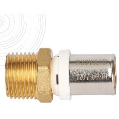 Ayor – Raccord multicouche droit mâle à sertir Ø16mm M12x17 – Pression 15 bars – Corps laiton non dézincifiable – Pour circuits d'eau chaude et froide