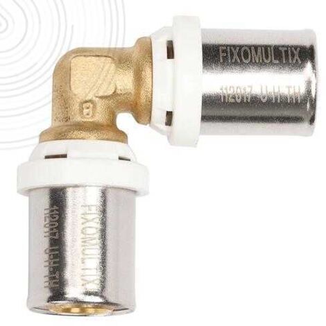 Ayor – Raccord multicouche coudé 90° Ø26 – Fixation rapide – Joints toriques EPDM – Pour installations chauffage et plomberie - 30326-26
