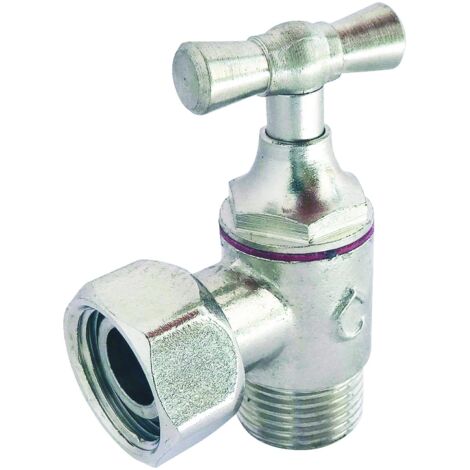 Robinet d'arrêt équerre pour WC - 3/8" - Tête à clapet - Laiton nickelé