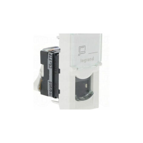 Prise RJ45 catégorie5e FTP à blindage métal - 1 module - Mosaic - Blanc - 076552 - Legrand