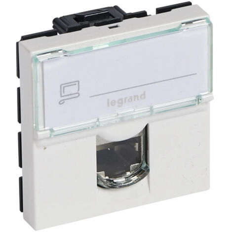 Prise RJ45 catégorie5e UTP à blindage métal - 2 modules - Mosaic - Blanc - 076554 - Legrand