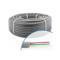 Gaine électrique préfilée 3G2.5 R/B/VJ – Ø 20 mm – Couronne de 100 m – Polypropylène auto-extinguible et non propagateur de flamme – Cable Courant Fort