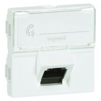 Prise RJ45 catégorie 6A STP inclinée à 45° avec blindage métal Mosaic 2 modules blanc LEGRAND 076508
