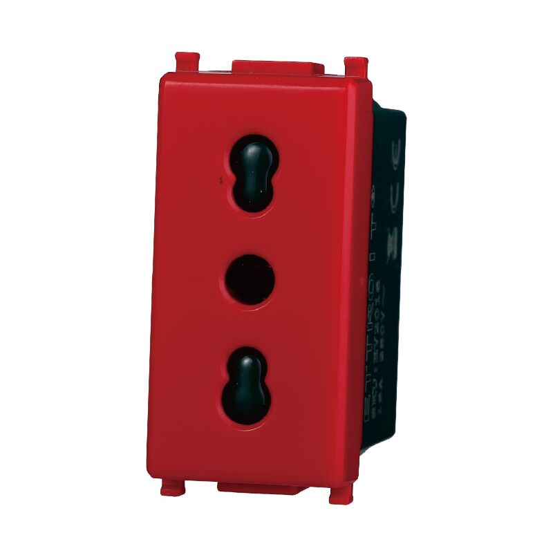 Bipasso Steckdosenmodul 1P 2+T 16A 250V Rot – Kompatibel Mit Vimar Serie Plana, Für Italienische Standard-Stecker