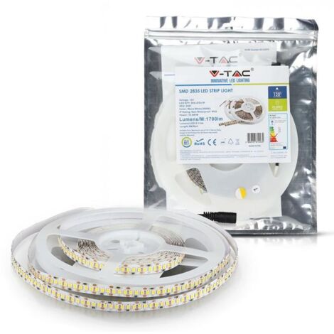 V-TAC STRISCIA LED 3528 MONOCOLORE 204 LED/METRO - BOBINA DA 5 METRI - SKU 2461 / 2462 / 2463 - Colore Luce: Bianco Caldo