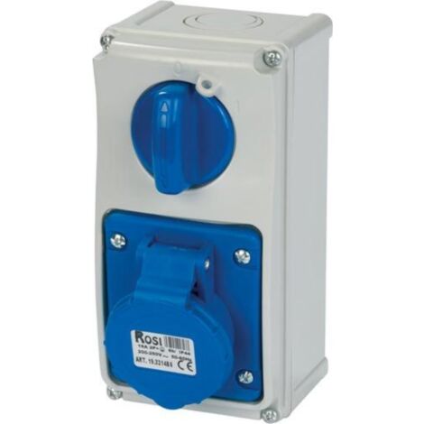 Presa interbloccata verticale con sezionatore, con fondo, 230V, 3 poli, 32A, IP54 - Rosi 19.3234B6