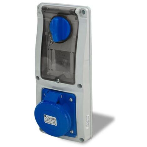 Presa interbloccata verticale con sezionatore, ad incasso, con barra DIN, 230V, 3 poli, 32A, IP54 - Rosi 16.3234B6-ID