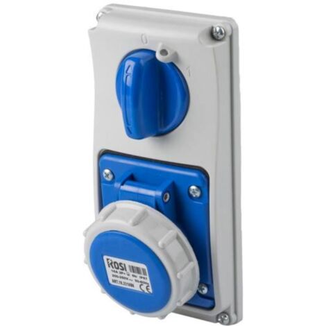 Presa interbloccata verticale con sezionatore, ad incasso, 230V, 3 poli, 32A, IP67 - Rosi 19.3232B6-I