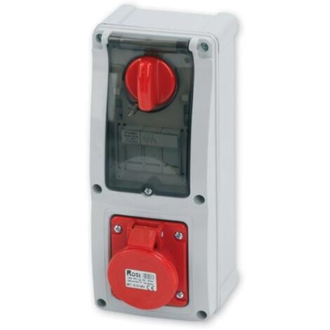 Presa interbloccata verticale con sezionatore, con fondo, con portafusibile, 380V, 5 poli, 16A, IP54 - Rosi 16.3414R6