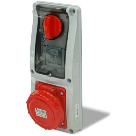 Presa interbloccata verticale con sezionatore, ad incasso, con portafusibile, 380V, 4 poli, 16A, IP67 - Rosi 16.3316R6-I