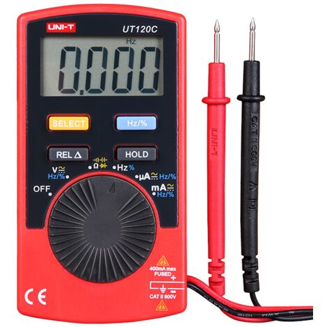 Multimetro digitale autorange UNI-T UT-120A - Funzioni: tensione DC, tensione AC, resistenza, frequenza, duty cycle, prova diodi, test di continuità (1/4)