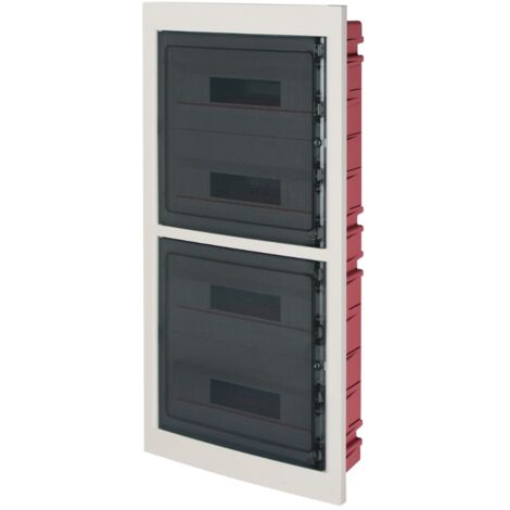 Centralino ad incasso, 72 (4x18) moduli, bianco, IP40, sportello in policarbonato fumè - Elettrocanali EC63072B