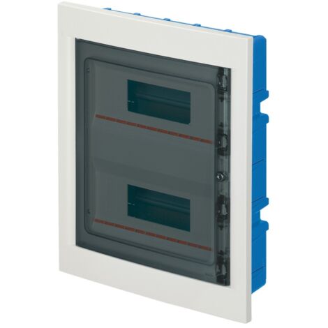 Centralino ad incasso, per cartongesso, 24 (2x12) moduli, bianco, IP40, sportello in policarbonato fumè - Elettrocanali EC63524B