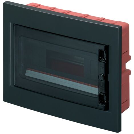 Centralino ad incasso, 12 moduli, nero, IP40, sportello in policarbonato fumè - Elettrocanali EC63012N