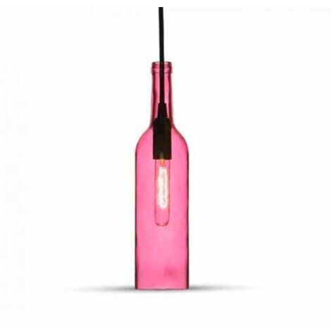 V-TAC VT-7558 Lampadario led forma bottiglia decorativo in vetro rosa-fucsia 1MT attacco E14 Ф72mm sku 3774 (1/5)