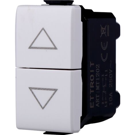 Modulo pulsante doppio, interblocco saliscendi, serie Solar, bianco, compatibile con serie BTicino Matix - Ettroit MT1204