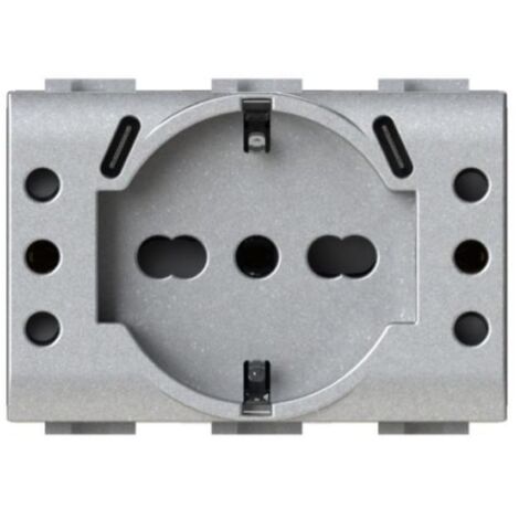 Modulo presa schuko, 2 prese 10A e 2 prese USB 3.1 tipo C, 5Vdc 3A, serie U, tech, compatibile con serie BTicino Living Light - 4Box USBP503 4BUSBP503.NT (1/5)