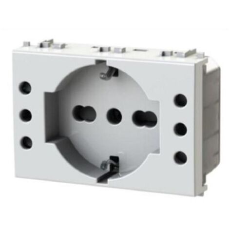 Modulo presa schuko e 2 prese 10A, serie P, bianco, 16A, compatibile con serie Vimar Plana - 4Box P503 4BP503.V14 (1/7)