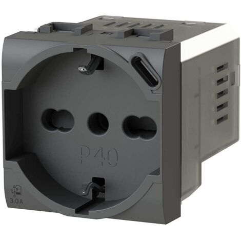 Modulo presa schuko con presa USB 3.1 tipo C, 5Vdc 3A, serie U, antracite, compatibile con serie BTicino Living Light - 4Box USBP40 3.0 4B.L.P40.USB (1/5)