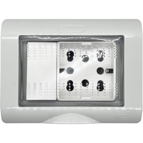 Contenitore con presa multistandard e modulo Uniko, 3 moduli, IP55 - 4Box Externa IP55 4B.IP55.H21.CU