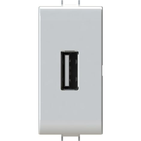Modulo presa USB 2.0 tipo A, 5Vdc 2,1A, serie U, bianco, compatibile con serie Gewiss Chorus - 4Box USB 2.1 4B.G10.USB