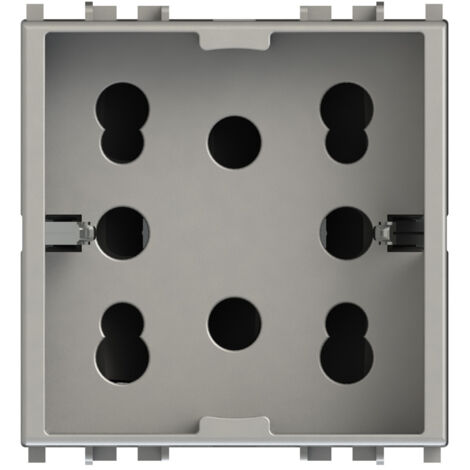 Modulo presa multistandard, 10A, 16A e schuko, serie P, argento, compatibile con serie Vimar Plana - 4Box Side 4B.V14SL.H21