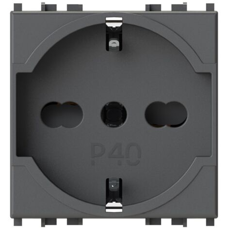 Modulo presa schuko, serie P, grigio, 16A, compatibile con serie Vimar Arkè - 4Box P40 4B.V19.P40