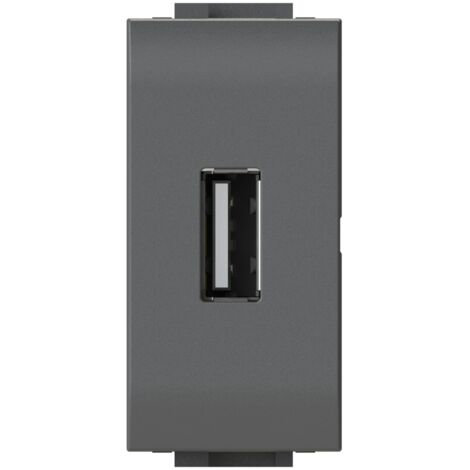 Modulo presa USB 2.0 tipo A, 5Vdc 2,1A, serie U, antracite, compatibile con serie BTicino Living Light - 4Box USB 2.1 4B.L.USB