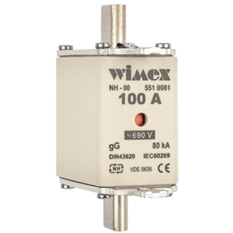 Fusibile NH 00, intervento ritardato, 690V 100A, impiego gG - Wimex 5510081