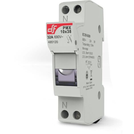 Portafusibile per fotovoltaico, 1000V 32A, 1 modulo, per fusibili ⌀10,3x38mm, montaggio su guida DIN - Wimex 5450121F PMX-10x1-UL
