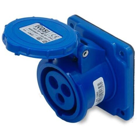 Presa industriale da incasso, 230V, 2P+T, 16A, IP54, 75x75mm - Rosi 1001302 (1/2)