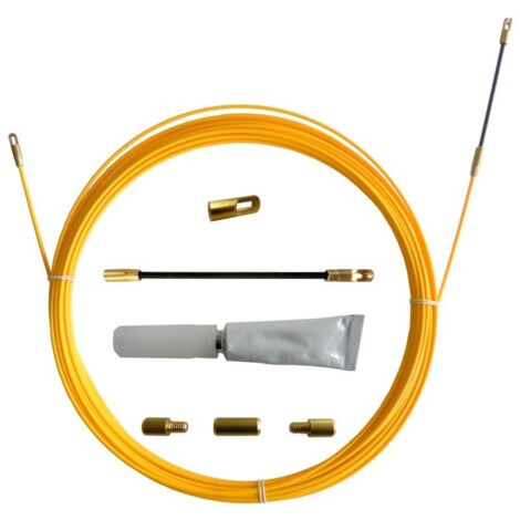 Sonda tiracavi in fibra di vetro, Ø3mm, 10 metri, con set di riparazione, gialla - Velamp SFR-010