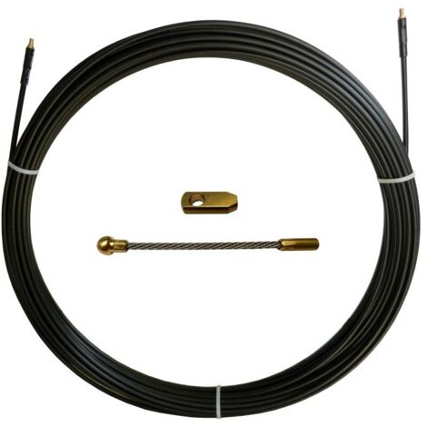 Sonda tiracavi in nylon e acciaio, Ø6mm, 60 metri, con perni filettati M12 intercambiabili, nera - Stak SAN6-060