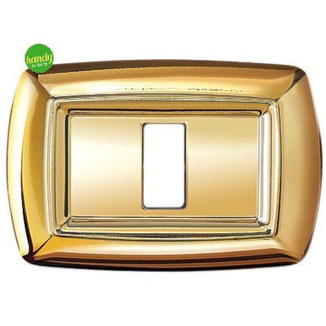 Placca serie Tondò, 3 moduli, plastica, oro, compatibile con serie BTicino Magic - Elettrocanali ECL2593OR