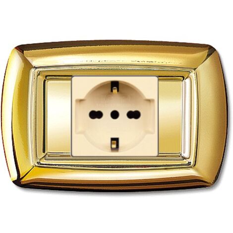 Placca serie Tondò, 1 modulo, UNEL, plastica, oro, compatibile con serie BTicino Magic - Elettrocanali ECL2599OR