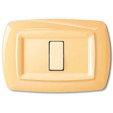 Placca serie Tondò, 3 moduli, plastica, giallo pastello, compatibile con serie BTicino Magic - Elettrocanali ECL2593PY