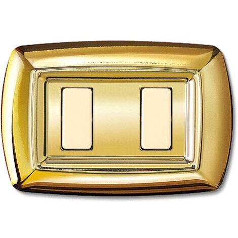 Placca serie Tondò, 2 moduli, plastica, oro, compatibile con serie BTicino Magic - Elettrocanali ECL2592OR