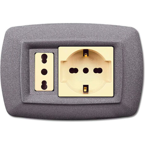 Placca serie Tondò, 2 moduli, UNEL, plastica, oro, compatibile con serie BTicino Magic - Elettrocanali ECL2598OR