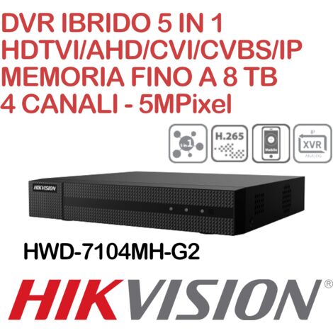 DVR Hikvision Hiwatch HWD-7104MH-G2 4 canali 5 Megapixel ibrido 5 in 1 HDTVI/AHD/CVI/CVBS/IP (1/2)