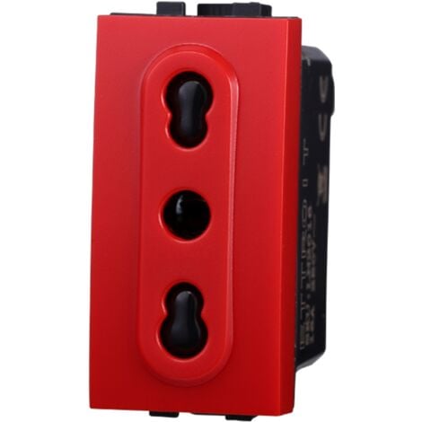 Modulo presa bipasso serie Space, rosso, 16A, compatibile con serie ...
