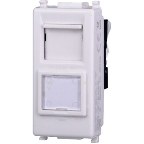 Modulo presa ethernet CAT5E RJ45, serie Starlight, bianco, compatibile con  serie Vimar Plana - Ettroit EV2355