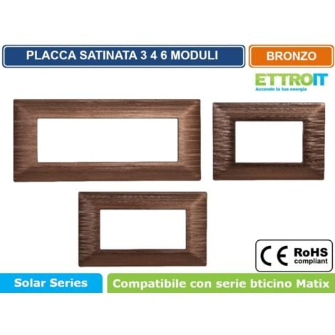 Placca Per Interruttori Vimar Plana - 3 Moduli, Colore Bronzo Satinato, Compatibile Originale - Foto 4