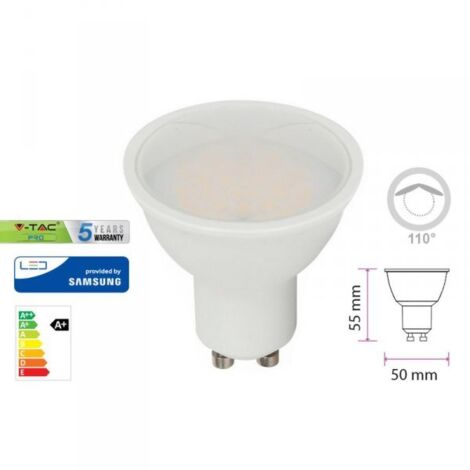 V-TAC PRO VT-205 Faretto LED Chip Samsung GU10 5W 110° Copertura Satinata 4000K - SKU 202